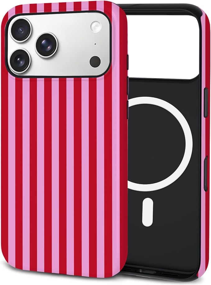 TPU Phone Case for iPhone 17 Pro, MagSafe Wireless Charging Compatible, Shockproof Slim Fit Protective Cover with Anti-Yellowing & Raised Camera Protection (Stripes 4, iPhone 17 Pro(6.3")) by Unknown