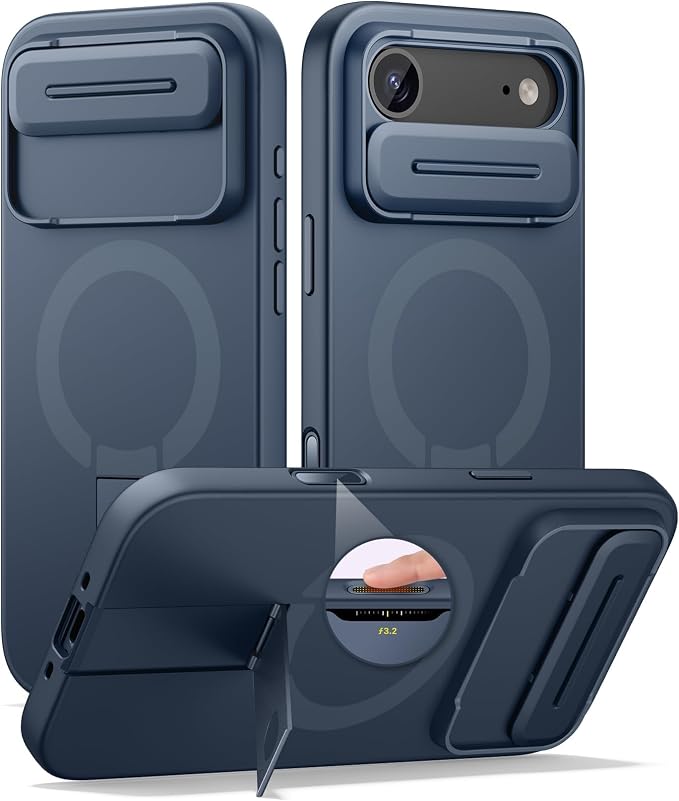 SURITCH for iPhone Air Case with Camera Control Cover, Camera Slide Cover and Adjustable Kickstand, Compatible with MagSafe, Shockproof Bumper Protective Cases for iPhone 17 Air 6.5 Inch, Blue by SURITCH