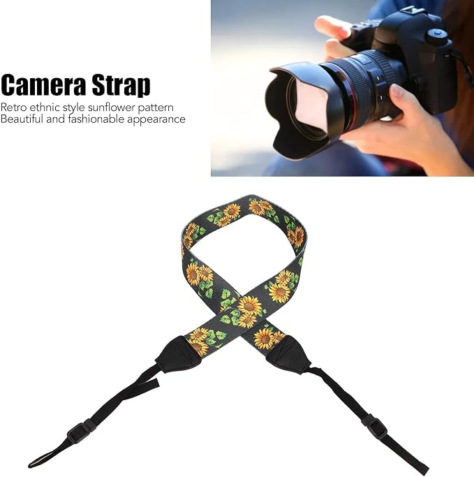 Cyrank ﻿Camera Strap, Neck Strap Camera Harnes Vintage Cotton Weave Neck Shoulder Crossbody Strap Camera Photography Accessory Neck Strap Belt - Image 2