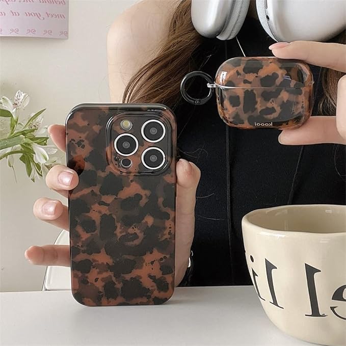 Cute Phone Case for iPhone 14 Pro Max Case Amber Leopard Print | Cheetah Tortoiseshell Pattern,Full Camera Protective,Slim Shockproof TPU,Aesthetic Girly Glossy Cover for Women Men-Brown - Image 2