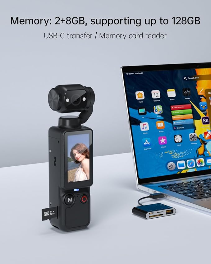 Vlogging Camera, Mini Camcorder, Portable Handheld Video Camera | Mini camcorder with 180° rotating lens, 7-hour battery, 32GB card, one-button recording for travel and daily moments - Image 7
