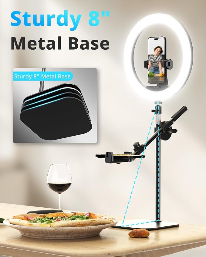 UBeesize 12" Desk Ring Light with Stand and Phone Holder, Overhead Phone Mount for Video Recording, Zoom Meeting, Live Streaming, Tiktok, YouTube，Compatible with iPhone, Android, Cameras - Image 6
