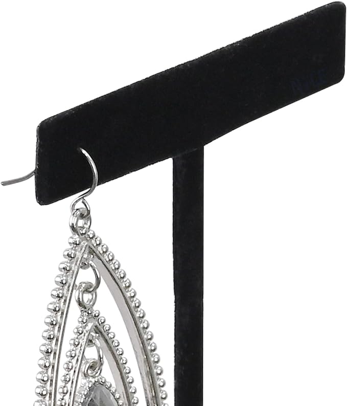 Ikee Design 6 Pcs Set Earring Jewelry Display, Premium White Faux Leather | STURDY EARRING DISPLAY: Black velvet stand with a stable metal base for showroom and trade show use; 2.5"W x 5.5"H. - Image 5