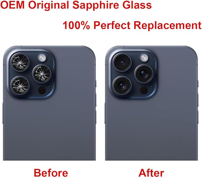 2 Set Back Rear Camera Lens Glass Replacement for iPhone 15 Pro with Reparing Toolkit - Image 5