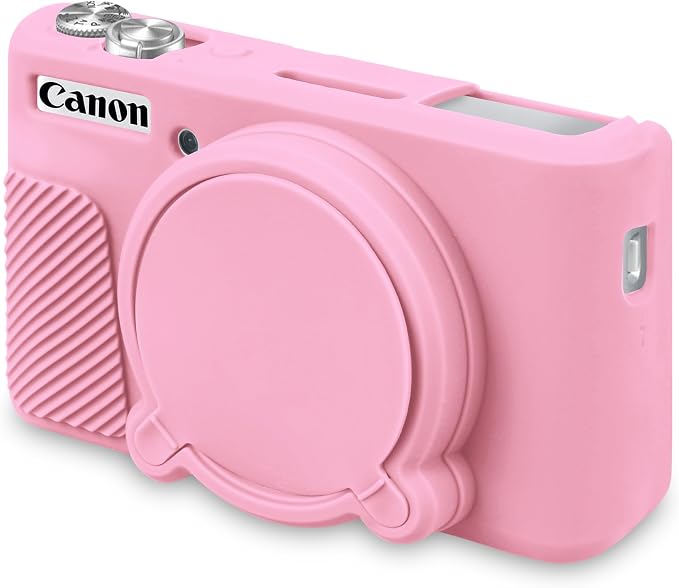 BOVKE Silicone Camera Case for Canon PowerShot SX740 / SX730 Digital Camera, SX740 HS Soft Protective Case Cover Rubber Camera Slim Fit Sleeve with Removable Lens Cover, Pink by BOVKE
