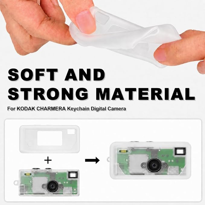 Silicone Case for Kodak CHARMERA Millennium Keychain Mini Digicam Blind Box | Soft Keychain Camera Sleeve, Precise Cutouts, Case-On Charging & SD Card Access, Screen Protector & Wrist Strap- Transparent - Image 2