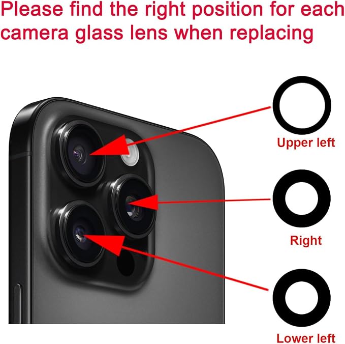 Back Rear Camera Lens Glass Replacement Compatible with iPhone 16 Pro Max and iPhone 16 Pro with pre-Installed Adhesive and Reparing Toolkit - Image 6