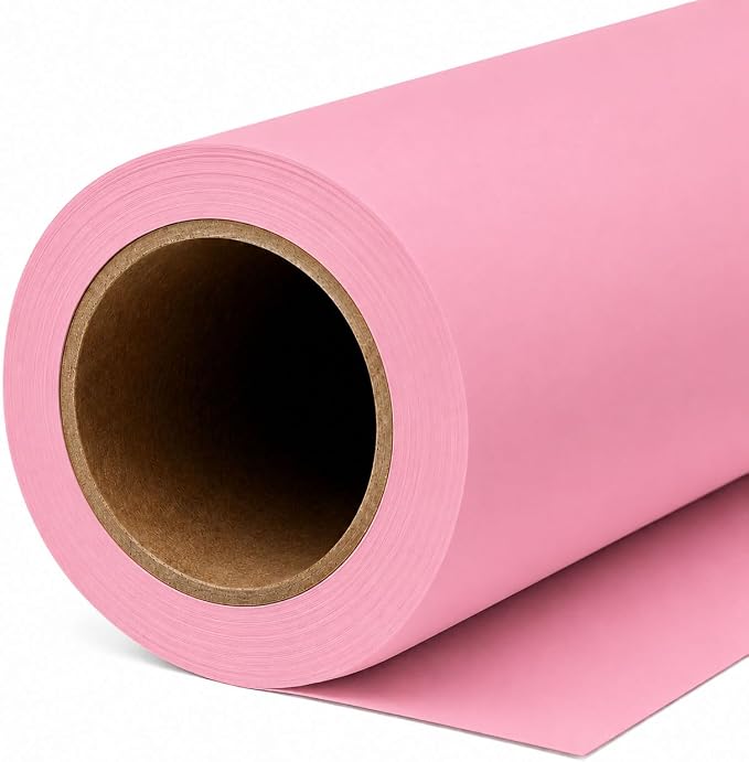 Yizhily Carnation Pink Photo Backdrop, Seamless Paper, 53 in x 32.8 ft | Product photography; creative sets; event portraits; tabletop shoots; small studio photoshoots by YizhilySeamlessBackgroundPaper
