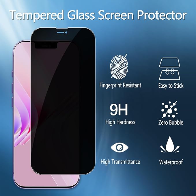 2+2 Pack Privacy Screen Protector for iPhone 12 6.1-Inch | with Camera Lens Protector, Anti-Spy Tempered Glass Film, Easy Installation, 9H Hardness, Case Friendly - Image 3