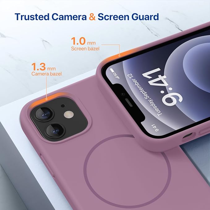 Miracase Magnetic for iPhone 12 Case/iPhone 12 Pro Case, Blackcurrant | Compatible with MagSafe, Anti-Scratch Microfiber Lining, Premium Silicone Shockproof Drop Protection Phone Case for 12/12 Pro - Image 6
