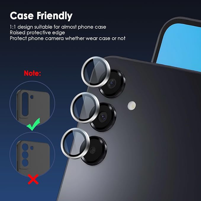 Camera Lens Protector for Samsung Galaxy A16, Silver | AR+AF, 9H Tempered Glass, Individual Metal Ring, Anti Glare, Fall Protection, Camera Screen Cover - Image 4