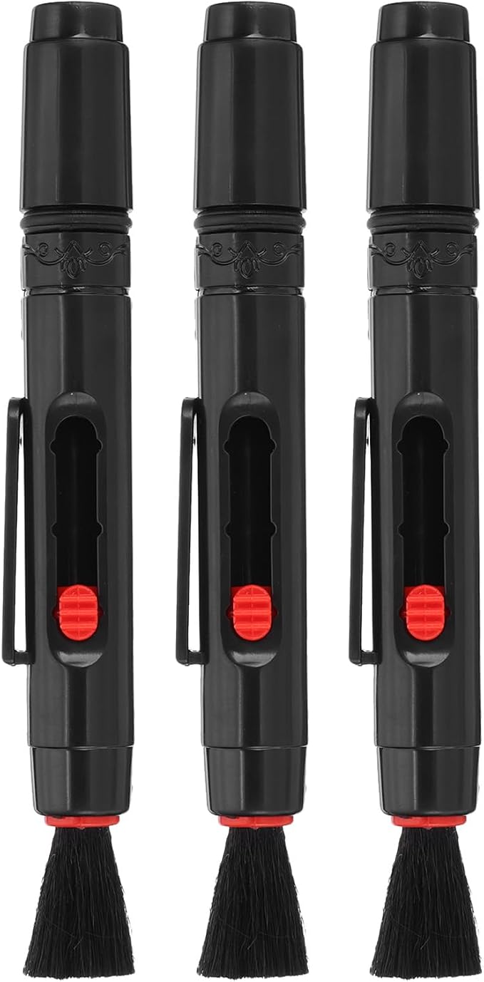 PATIKIL Camera Dusting Brush, Multifunction Cleaning Brush Keyboard Lens Cleaning Pen Screen Lens Cleaner for Vinyl Records, LP Scan, SLR & Computer Screens,3 Pcs Red by PATIKIL