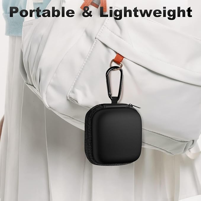 Square + Round Earbud Case Portable EVA Carrying Case Storage Bag Cell Phone Accessories Organizer with Carabiner for Earphone, Earbud, Earpieces, SD Memory Card, Camera Chips,Black - Image 8
