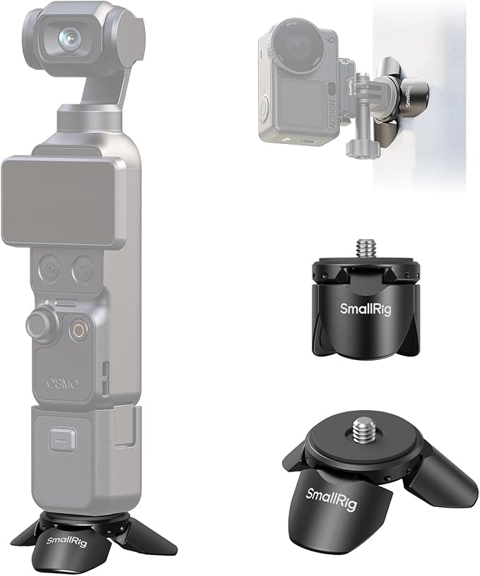 SMALLRIG Auto-Deploy Mini Tripod for DJI Pocket 4P/4/3, for Insta360 Luna | Aluminum Magnetic Stand with 1/4"-20 Screw for Xtra Muse & 360 Cameras, Compact Travel Vlog Action Camera Accessories - 6083 by SmallRig