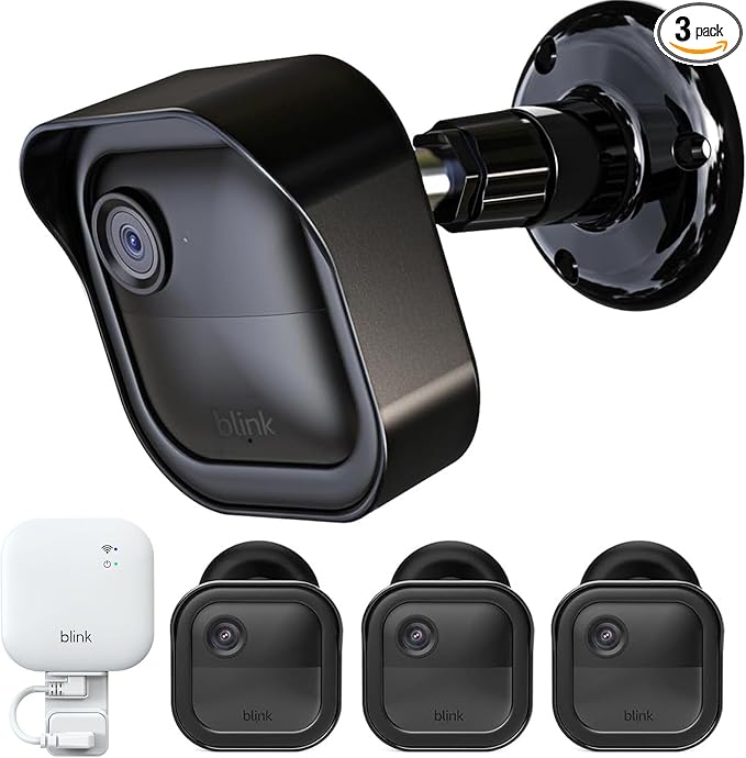All-New Blink Outdoor Camera Cover for Blink Outdoor 4/2K+ Camera/3rd Gen | 3 Pack Protective Blink Covers, 360° Adjustable Wall Mount, with Blink Sync Module Mount, Black by Pefecon