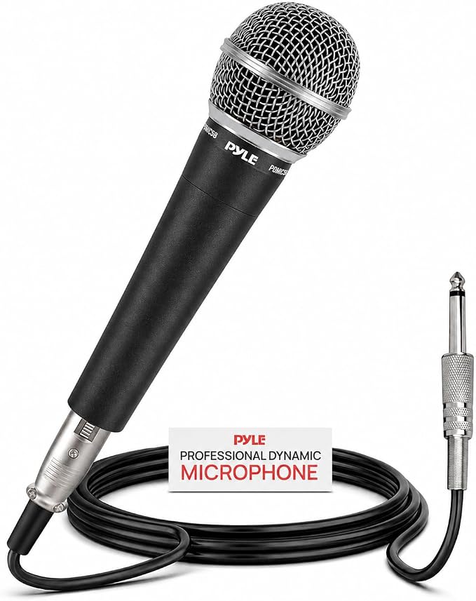 Pyle Microphone, Dynamic Cardioid, XLR Cable Included, Unidirectional, Rugged Construction, Built-in Pop Filter, Perfect for Stage & Studio, High Gain, Ultra-Wide Frequency Response, 15ft Cable by PyleUSA