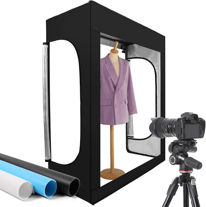 Photo Light Box, Portable 47"x20"x55" Photo Studio Light Box, Shooting Tent Kit with 576 Light Beads and 3 Color Backdrops. Large Lightbox with 6 Stepless Dimming Light Boards for Photography by Unknown