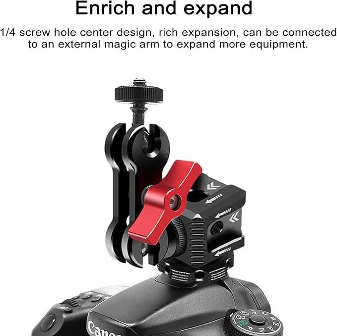 Suptig 3 Port Cold Shoe Mount with 1/4"-20 Thread for Camera Cage Flash LED Monitor Microphone etc. - Image 4