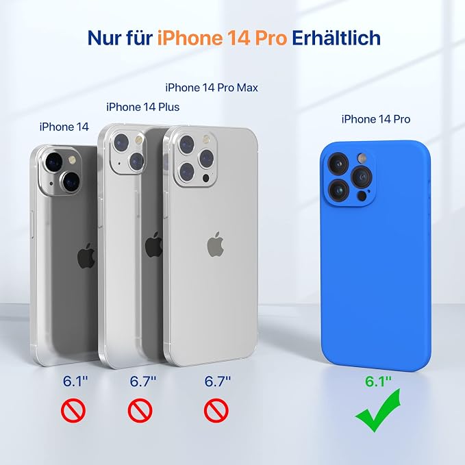 Miracase Silicone for iPhone 14 Pro Case, Mediterranean Blue | Soft Anti-Scratch Microfiber Lining, Premium Silicone Cover Shockproof Drop Protection Phone Case for 14 Pro - Image 2