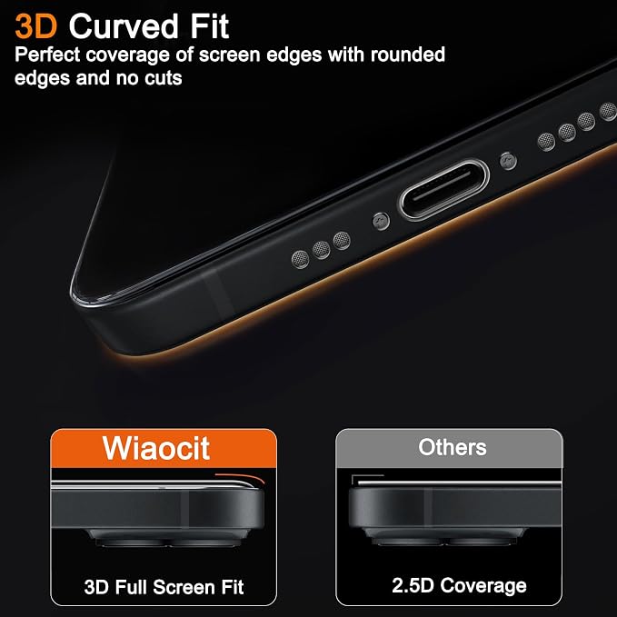 Wiaocit Tempered Glass Screen Protector for iPhone 14 | 3+3 Pack, 9H Hardness, Camera Lens Protector, Installation Frame, Bubble Free, Case Friendly - Image 5