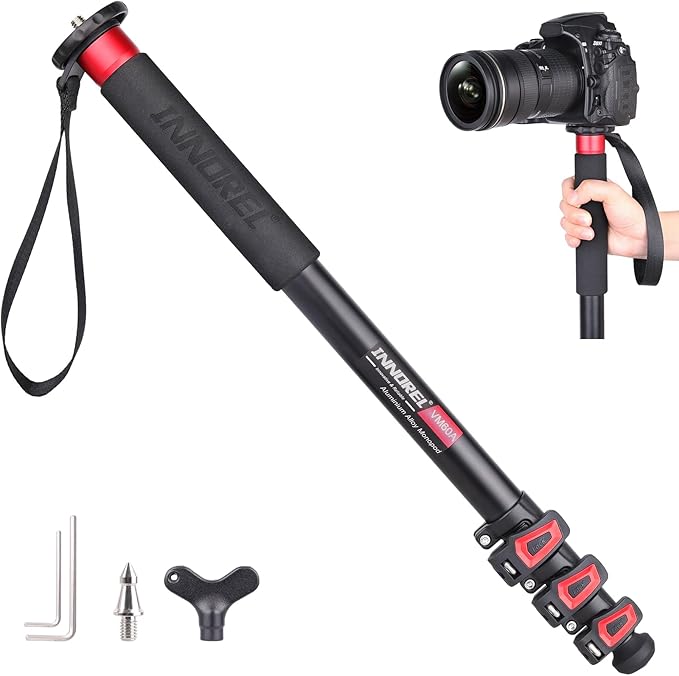 63in/160cm Camera Monopod INNOREL VM60A Aluminum Alloy Portable Compact Lightweight Travel Monopod with Fast Flip Lock for Canon Nikon Sony DSLR Camera Video Camcorder DV Photography Load 22lbs/10kg by INNOREL