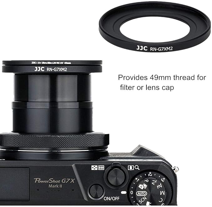 Metal 49mm Filter Lens Adapter with Cap for Canon PowerShot G7X III II G5X | Aluminium Alloy G7XM3 G7XM2 G7X G5X 49mm Filter Adapter, w Snap-On Lens Cap & Cap Keeper String,Installing UV CPL ND Filter - Image 2