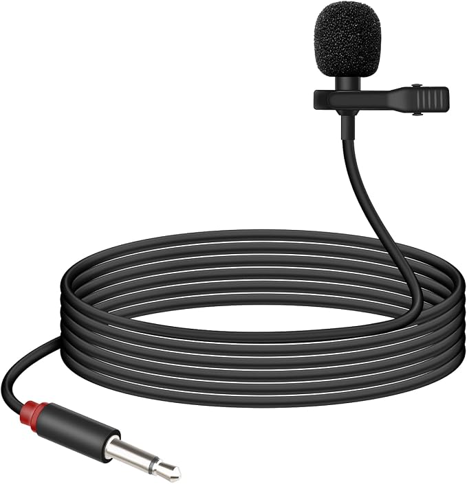 GELRHONR 3.5mm Lavalier Microphone, 3.5mm(1/8") TS Plug Invisible Lapel Microphone Wired for Public Speaking Amplifiers, Video Production, Events, Conferences 4.9FT (TS) by GELRHONR