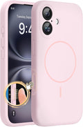 Miracase Silicone & Magnetic for iPhone 16 Case, Sand Pink | Compatible with MagSafe, Anti-Scratch Microfiber Lining, Liquid Silicone Case Shockproof Drop Protection Phone Case for 16 by Miracase