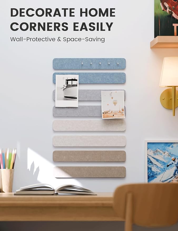 Fluxynara 13" x 2" Felt Wall Panels, Coastal | 8-Pack Includes 50 Push Pins and Adhesive Tabs for Photos, Notes and Decor in Bedroom Doors, Home Office or Studios - Image 4