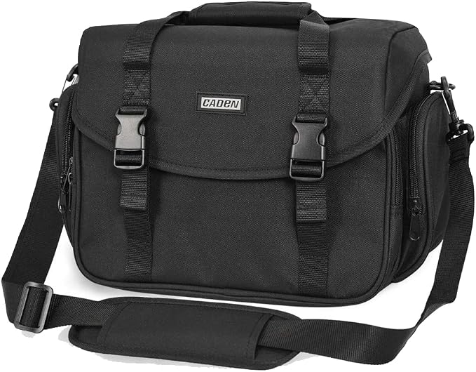 CADeN Camera Bag Case Shoulder Messenger Bag with Tripod Holder Compatible for Nikon, Canon, Sony, DSLR SLR Mirrorless Cameras Waterproof (Black, Small) by CADeN