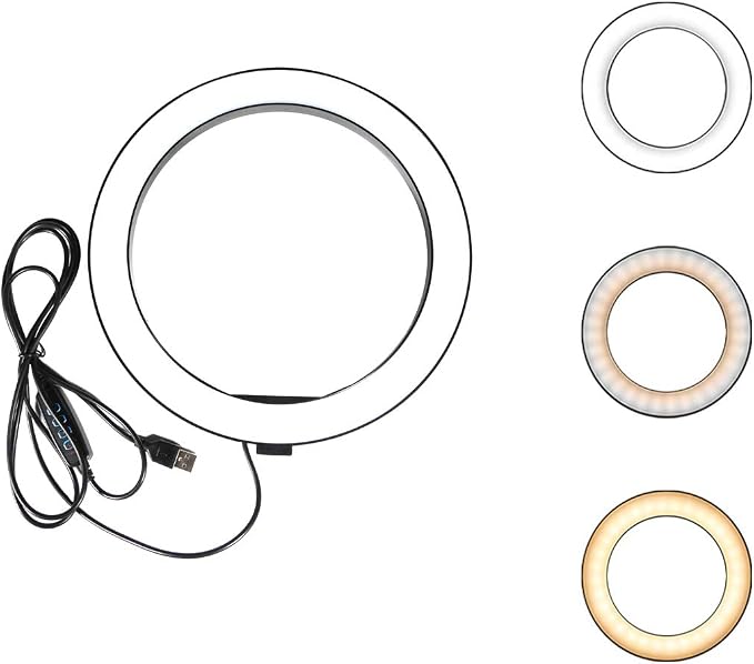 Ring Light OEBLD Dimmable with 3 Light Modes & 10 Brightness Level 360° Rotae LED Ring Fill Lights for Phone Live Stream Makeup YouTube Video Shooting (B(only 10'' Ring Light)) by OEBLD