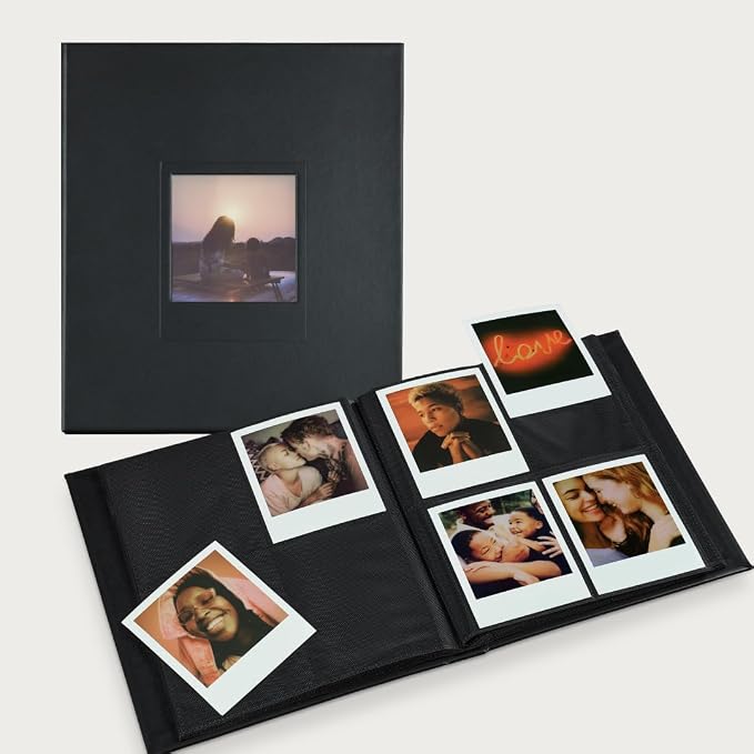 Polaroid Large Photo Album, Holds 160 Instant Photos, 40 Pages, Black | Compatible with Polaroid i-Type, 600 & SX-70 Film, Features Black Cover With Square Window Display, Measures 8.4 x 9.5in by Polaroid