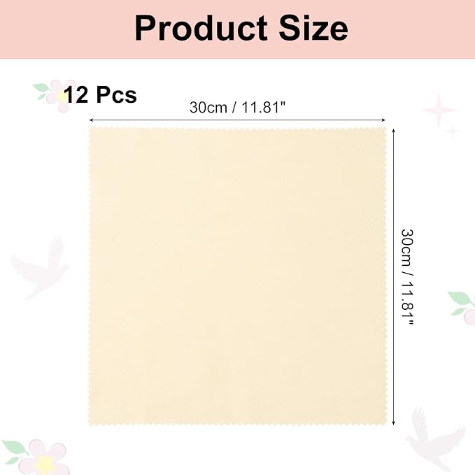 uxcell 12 Pcs Microfiber Cleaning Cloth for Glasses, 11.8 x 11.8 Inch Eyeglass Cleaning Cloth, Glasses Cleaner Wipes for Electronics Lenses Screens Cameras Cell Phones, Beige - Image 2