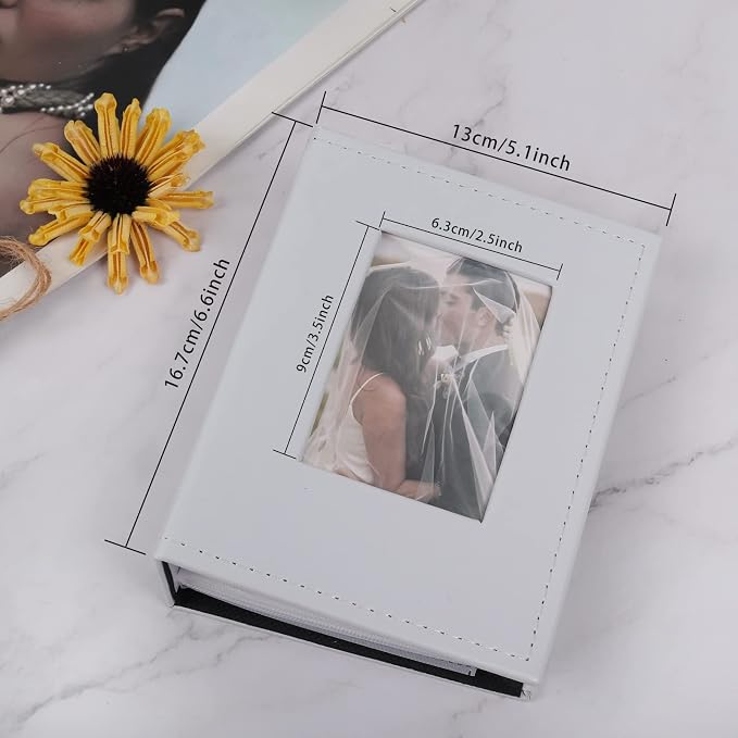 RECUTMS 100 Pocket Album 4x6 Small Photo Albums Leather Wedding Book White | White Inner Page, 100 Vertical Pockets, Family Anniversary Baby Picture Book, Personalized Front Window, Graduation Gifts - Image 5