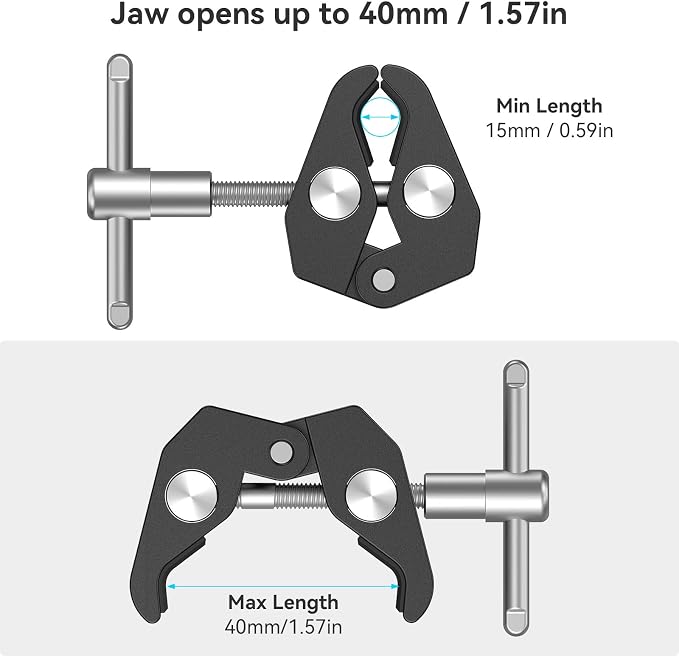 SMALLRIG Super Clamp with 1/4 and 3/8 Thread for Cameras, Lights, Umbrellas | for Hooks / Shelves / Plate Glass / Gross Bars - Image 2
