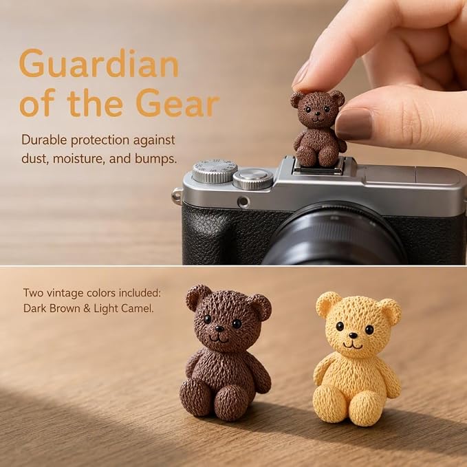 Camera Hot Shoe Cover, Cartoon Hot Shoe Cap, Hot Shoe Protector Compatible with Sony Fujifilm Fuji Canon Nikon Pentax Leical Panasonic (2pcs Bear) - Image 2