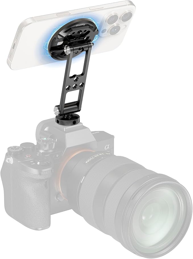 SMALLRIG Magnetic Metal Phone Mount with Cold Shoe Mount, Adjustable Rotatable Phone Tripod Holder Adapter for iPhone 17/16/15, Camera Monitoring, Tripods, Stabilizers - 5156 by SmallRig