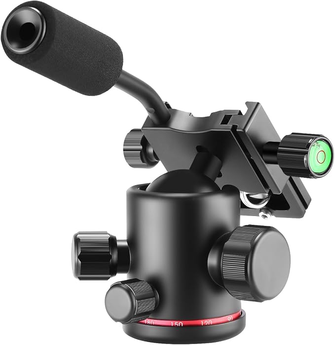 NEEWER Heavy Duty Camera Tripod Ball Head with Handle, 1/4 inch Quick Plate | 360 Degree Panoramic Head for Tripod, Monopod, Slider, DSLR Camera, Camcorder, Load up to 17.6 pounds/8 kilograms - Image 3