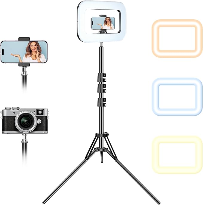 3600mAh Rechargeable Ring Light with Tripod for iPhone, Video Recording | Dimmable Ring Light with Tripod, Perfect for Selfie, Makeup, Live Streaming, TikTok, and Content Creation by Mionondi
