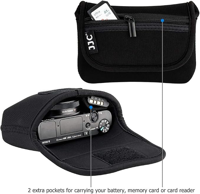JJC Compact Camera Case Pouch for Sony RX100 VII Kodak Pixpro FZ45, Black | for Sony RX100 VI VA IV DSC-W830 Kodak Ektar H35N Canon SX620 SX610 SX720 ELPH 190 ELPH 180 & More Cameras, Neoprene Material - Image 5