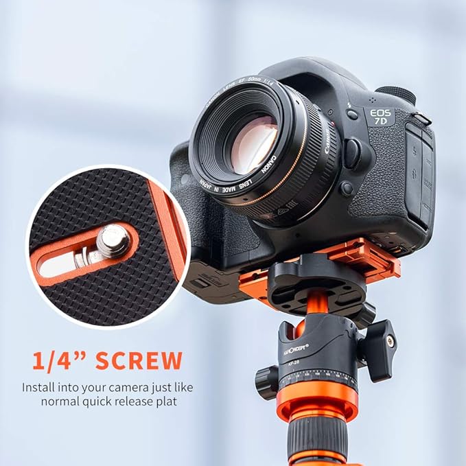 K&F Concept Aluminum Quick Release Plate, Arca-Swiss for DSLR | All-Metal Construction, Anti-Slip Rubber Pads, Hard Anodized, 1/4" Screw, Lightweight 0.39" Thick, CA02 - Image 4