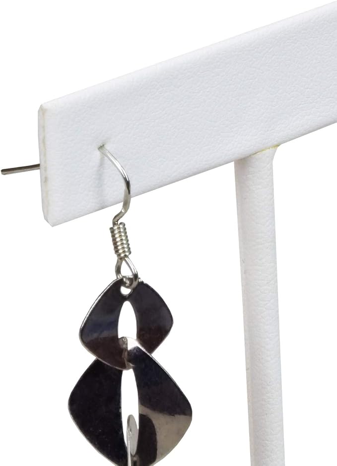 Ikee Design 6 Pcs Set Earring Jewelry Display, Premium White Faux Leather | STURDY EARRING DISPLAY: White faux leather stand with a stable metal base for showrooms and trade shows; 2.5"W x 5.5"H. - Image 5