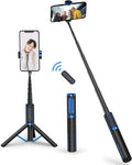 ATUMTEK Selfie Stick Tripod, 3-in-1 Extendable Aluminum Phone Tripod with Detachable Bluetooth Remote, Compatible with iPhone 17/16/15/14/13/12/11/11 Pro/XS Max/XR and Samsung Smartphones, Blue by ATUMTEK