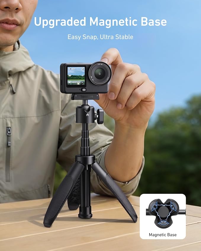 TELESIN 44cm/17.3" Mini Selfie Stick Tripod for DJI Osmo Action 6 Nano Xtra | 360° Ball Head, Magnetic Quick Release Tripods, Extendable Selfie Sticks, Vlog Handheld Grip - Image 8
