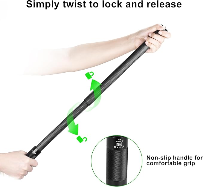 FANAUE Gimbal Extension Pole Carbon Fiber Extension Monopod Pole Stick with 1/4" Screw, 2 Section Universal Rod for Tripod Compatible with Digtital Camera Smartphone Long Selfie Tick Length is 14"-25" - Image 5