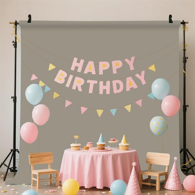 Grey Photo Backdrop for Photoshoot Background Photography 8x10ft | Polyester, Portrait Studio Photographic, Streaming Video Shooting - Image 2