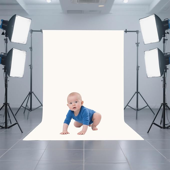 Ivory Photography Backdrop for Photoshoot, Fabric 3x5ft | Versatile Studio Photo Backgrounds, Non Reflective, Easy to Use, for Portraits, Product, Party, Video Creation - Image 2