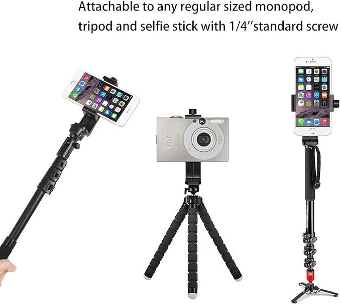 Ailun Phone Holder, Tripod Mount Adapter, Rotatable Bracket Adjustable Clip | Vertical and Horizontal Tripod Mount Adapter, Selfie Stick, Camera Stand, Rotatable Bracket with 1/4 inch Screw - Image 5