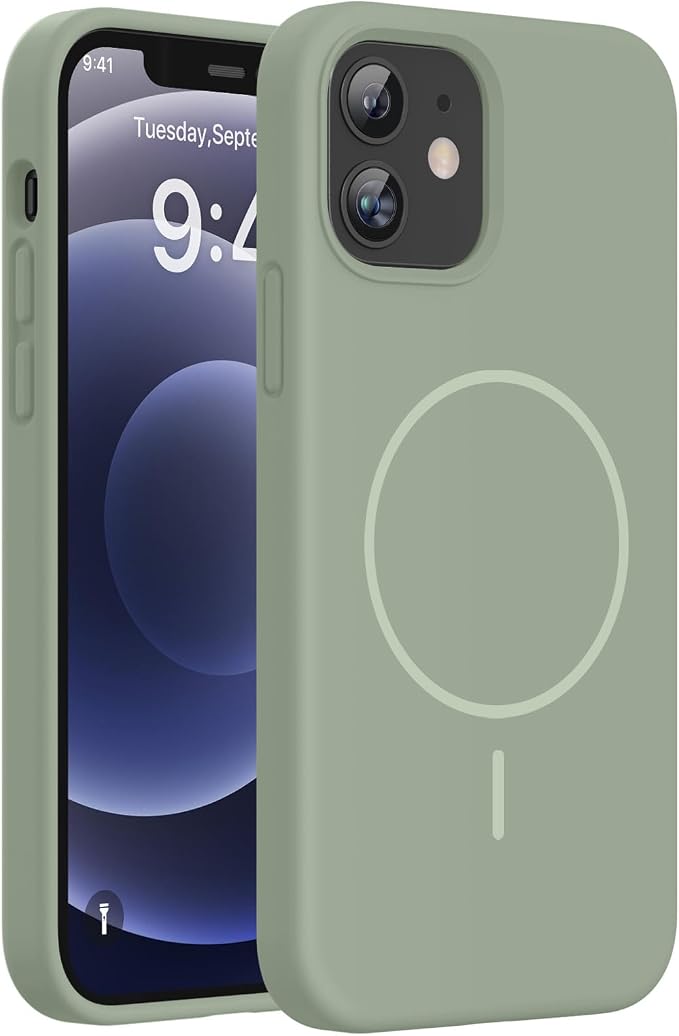Miracase Magnetic for iPhone 12 Case/iPhone 12 Pro Case, Patina Green | Compatible with MagSafe, Anti-Scratch Microfiber Lining, Premium Silicone Shockproof Drop Protection Phone Case for 12/12 Pro by Miracase