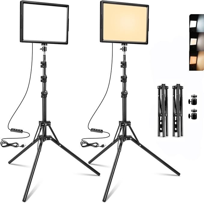 15W LED Photo Video Light 2-Pack, 69" Photography Lighting Kit for Camera | Bi-Color Dimmable LED Continuous Lights, 2800-6500K CRI 97+ 2000LM for Studios,YouTube TikTok Video Recording,Game Streaming by Ci-Fotto